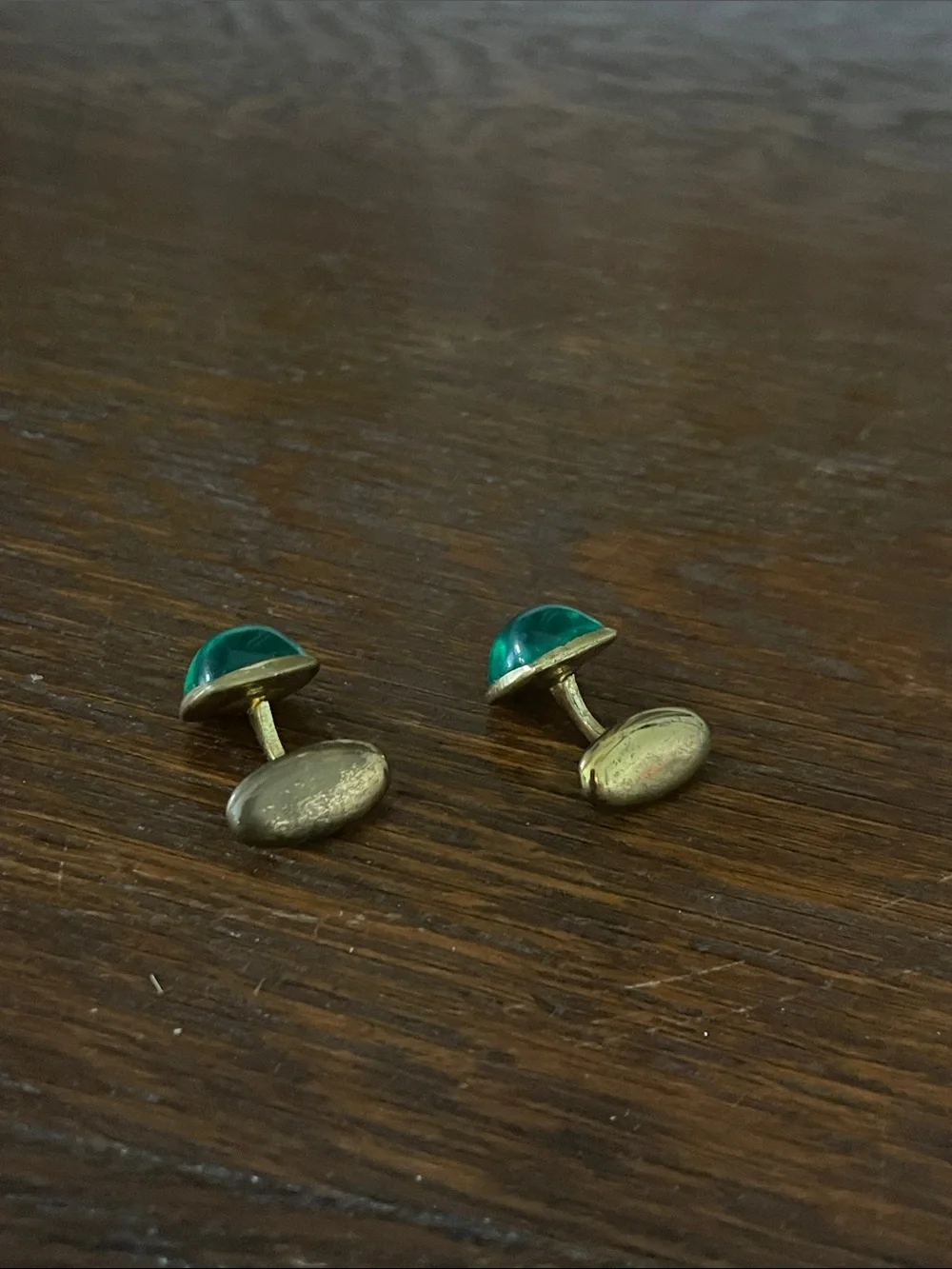 Emerald green mens cuff links vintage